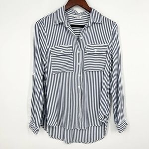 Beach Lunch Lounge Size XS Extra Small Soft Long Sleeve Button Blouse Shirt Top